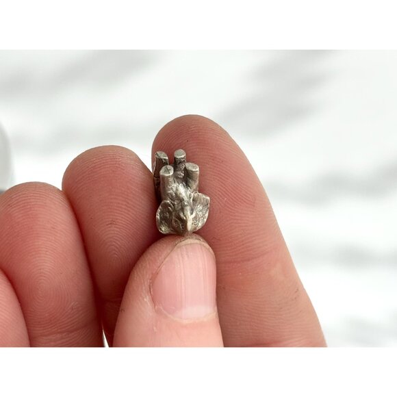 Silver Toned Carved Lucky Elephant Teeny Tiny Figural Vintage Pendant | Charm - Picture 5 of 9
